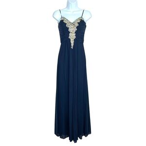 Decode 1.8 Beaded Sequin Prom Dress 4 Blue Evening Formal Floor Length Elegant